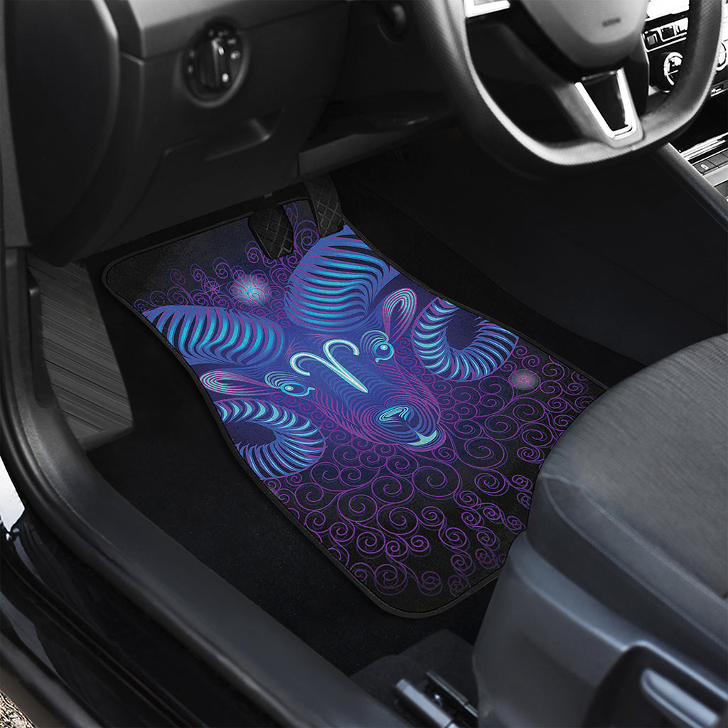 Dark Aries Zodiac Sign Print Front and Back Car Floor Mats
