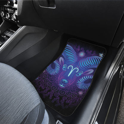 Dark Aries Zodiac Sign Print Front and Back Car Floor Mats