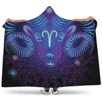 Dark Aries Zodiac Sign Print Hooded Blanket