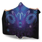 Dark Aries Zodiac Sign Print Hooded Blanket