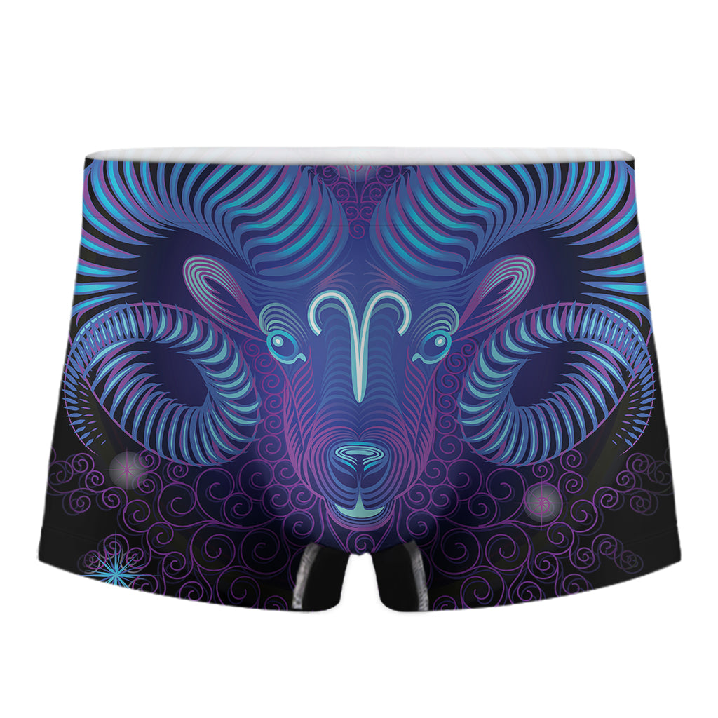 Dark Aries Zodiac Sign Print Men's Boxer Briefs