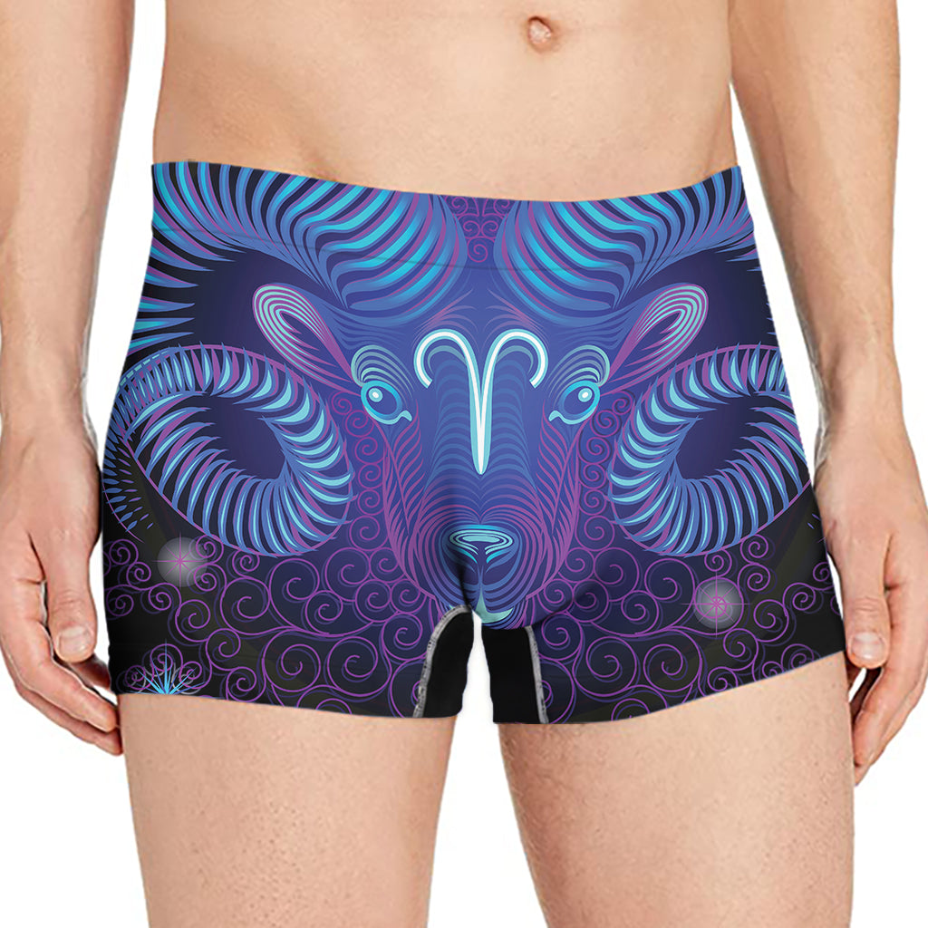 Dark Aries Zodiac Sign Print Men's Boxer Briefs