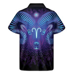 Dark Aries Zodiac Sign Print Men's Short Sleeve Shirt