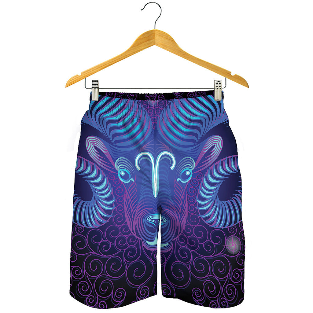 Dark Aries Zodiac Sign Print Men's Shorts