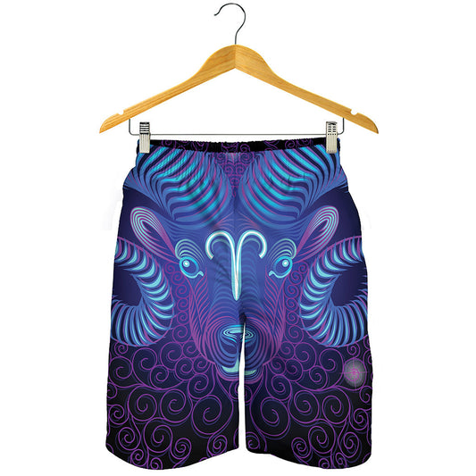 Dark Aries Zodiac Sign Print Men's Shorts