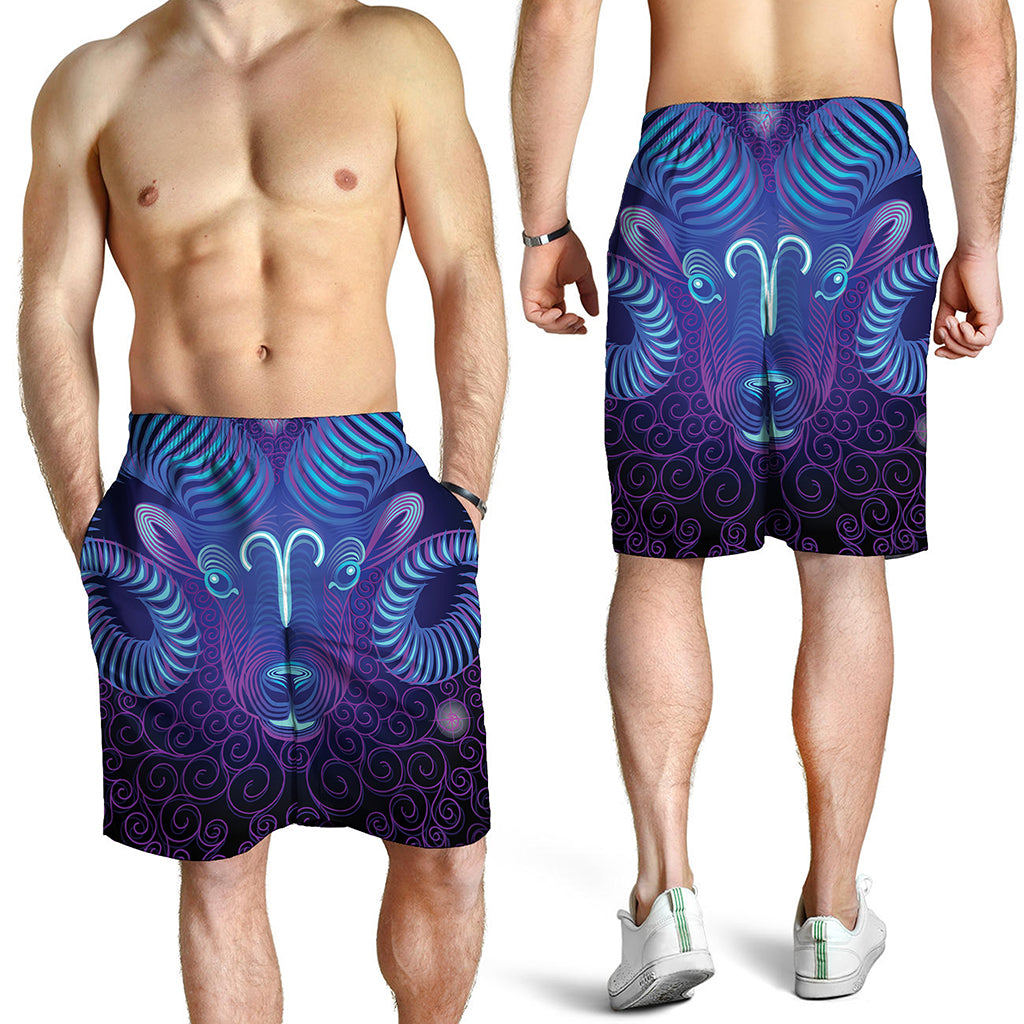 Dark Aries Zodiac Sign Print Men's Shorts