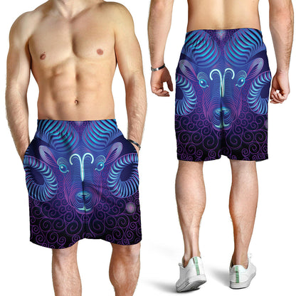 Dark Aries Zodiac Sign Print Men's Shorts