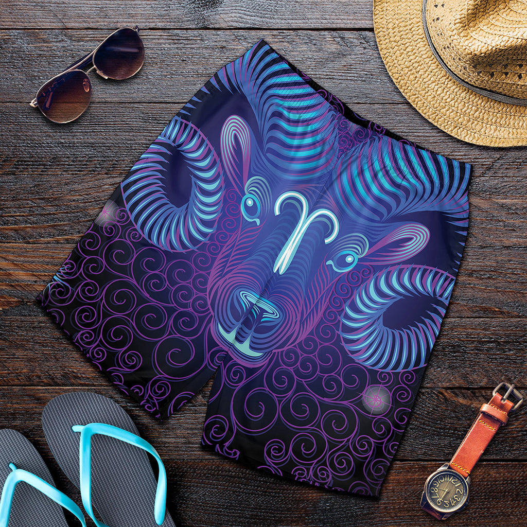 Dark Aries Zodiac Sign Print Men's Shorts