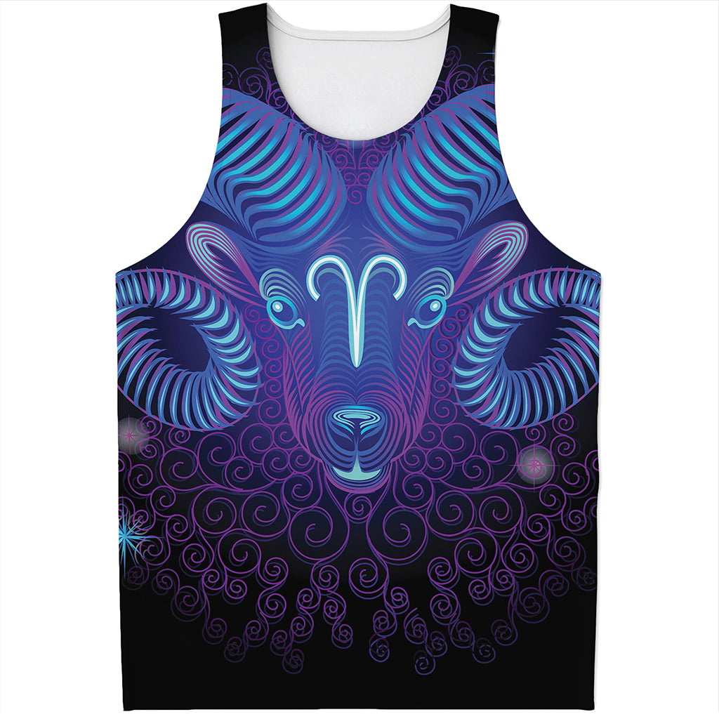 Dark Aries Zodiac Sign Print Men's Tank Top