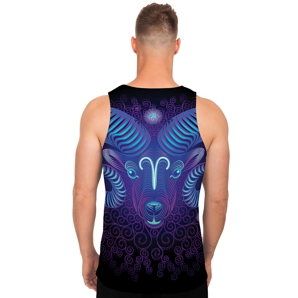 Dark Aries Zodiac Sign Print Men's Tank Top