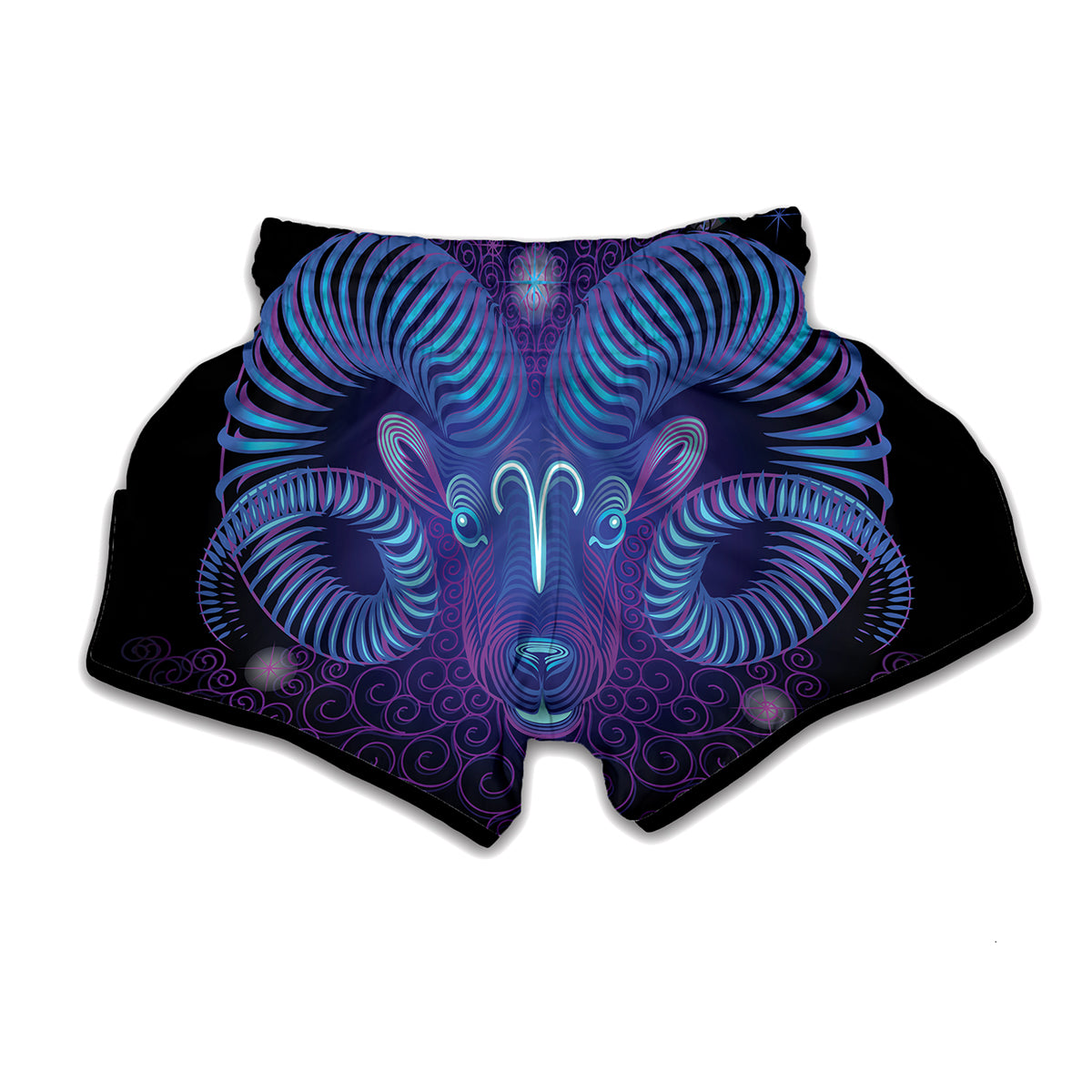 Dark Aries Zodiac Sign Print Muay Thai Boxing Shorts