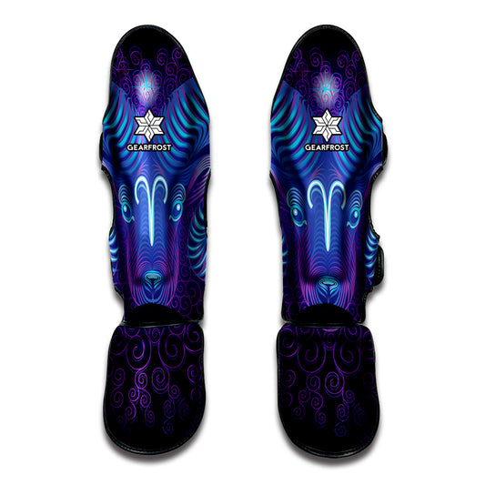 Dark Aries Zodiac Sign Print Muay Thai Shin Guard