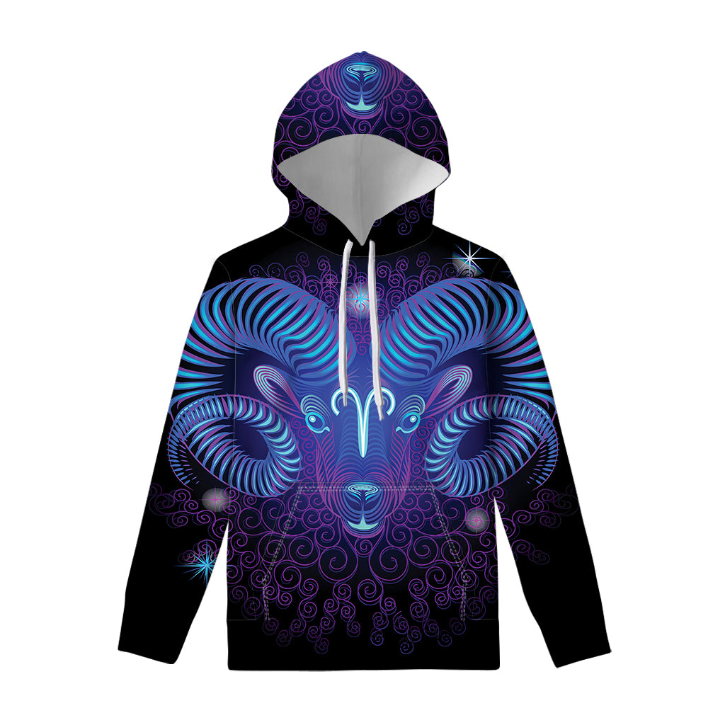 Dark Aries Zodiac Sign Print Pullover Hoodie