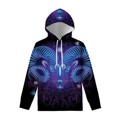 Dark Aries Zodiac Sign Print Pullover Hoodie