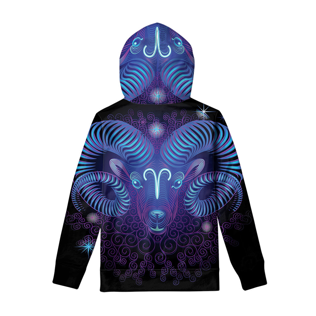 Dark Aries Zodiac Sign Print Pullover Hoodie