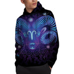 Dark Aries Zodiac Sign Print Pullover Hoodie