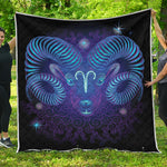 Dark Aries Zodiac Sign Print Quilt