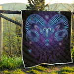 Dark Aries Zodiac Sign Print Quilt