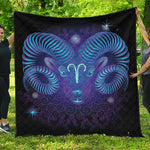 Dark Aries Zodiac Sign Print Quilt