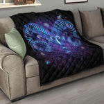 Dark Aries Zodiac Sign Print Quilt