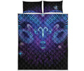 Dark Aries Zodiac Sign Print Quilt Bed Set