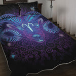 Dark Aries Zodiac Sign Print Quilt Bed Set