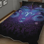 Dark Aries Zodiac Sign Print Quilt Bed Set