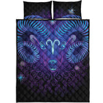 Dark Aries Zodiac Sign Print Quilt Bed Set