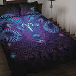 Dark Aries Zodiac Sign Print Quilt Bed Set