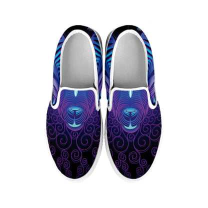 Dark Aries Zodiac Sign Print White Slip On Shoes