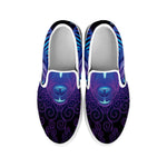 Dark Aries Zodiac Sign Print White Slip On Shoes