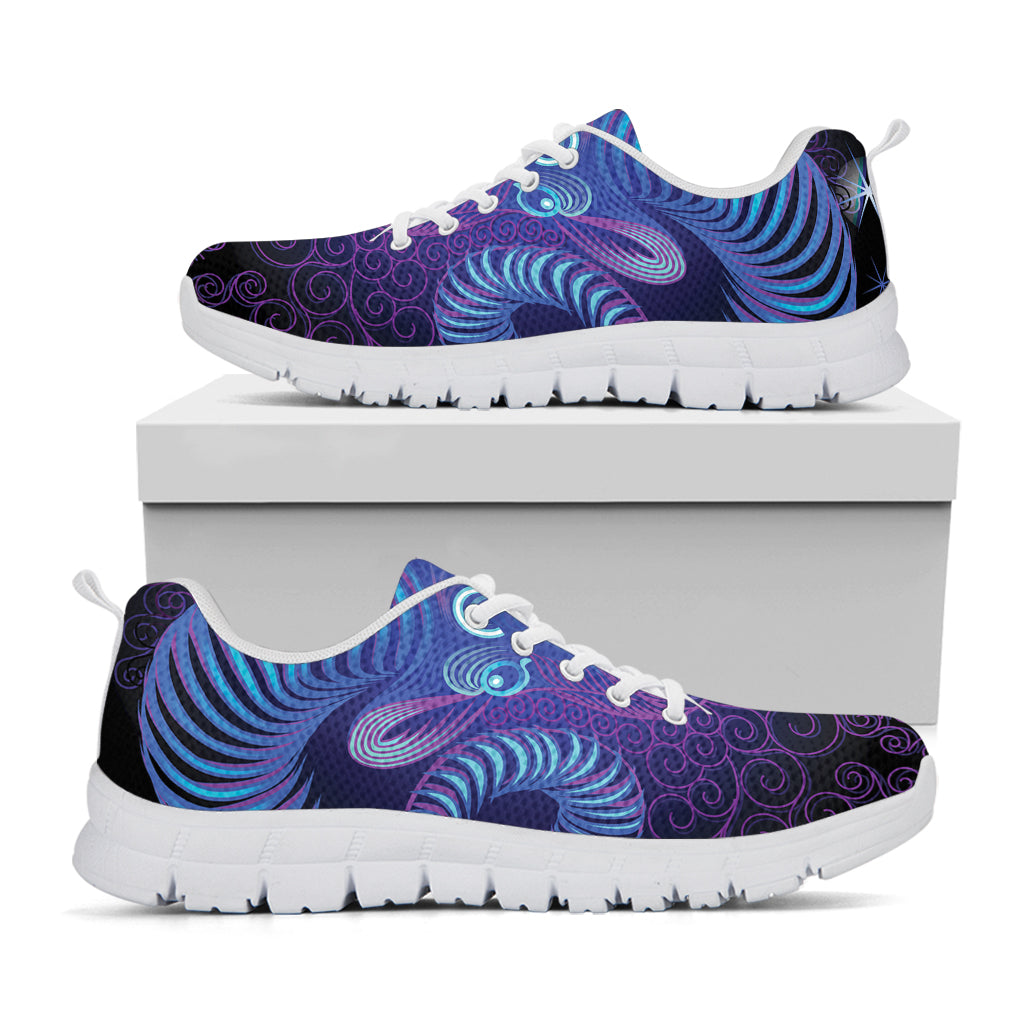 Dark Aries Zodiac Sign Print White Sneakers