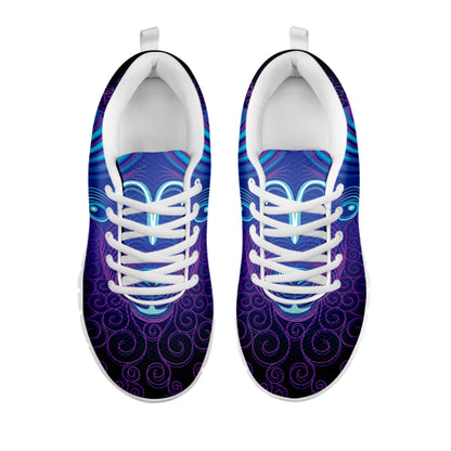 Dark Aries Zodiac Sign Print White Sneakers