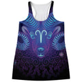 Dark Aries Zodiac Sign Print Women's Racerback Tank Top