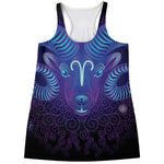 Dark Aries Zodiac Sign Print Women's Racerback Tank Top