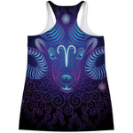 Dark Aries Zodiac Sign Print Women's Racerback Tank Top