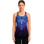 Dark Aries Zodiac Sign Print Women's Racerback Tank Top
