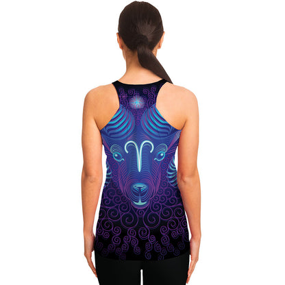 Dark Aries Zodiac Sign Print Women's Racerback Tank Top