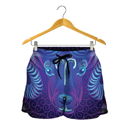 Dark Aries Zodiac Sign Print Women's Shorts