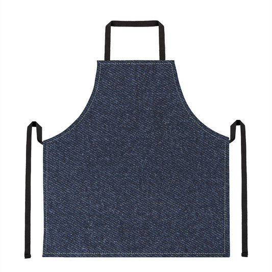 Dark Blue Denim Jeans Print Apron