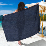 Dark Blue Denim Jeans Print Beach Sarong Wrap