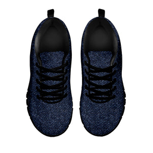 Dark Blue Denim Jeans Print Black Sneakers