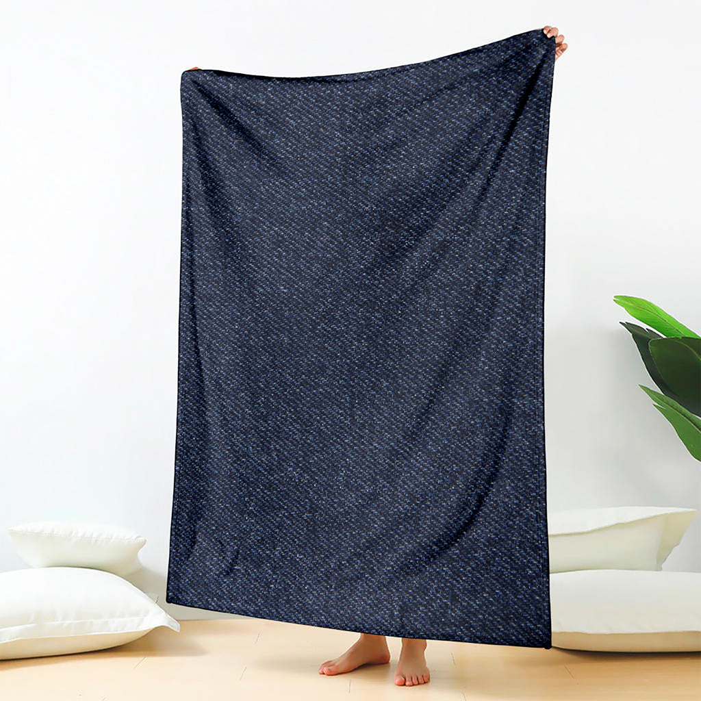 Dark Blue Denim Jeans Print Blanket