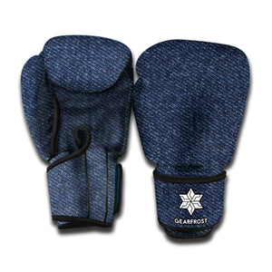 Dark Blue Denim Jeans Print Boxing Gloves