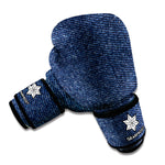 Dark Blue Denim Jeans Print Boxing Gloves