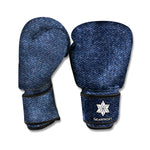 Dark Blue Denim Jeans Print Boxing Gloves