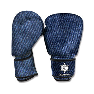 Dark Blue Denim Jeans Print Boxing Gloves