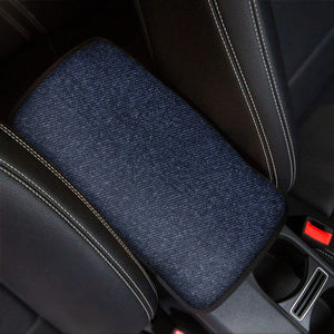 Dark Blue Denim Jeans Print Car Center Console Cover