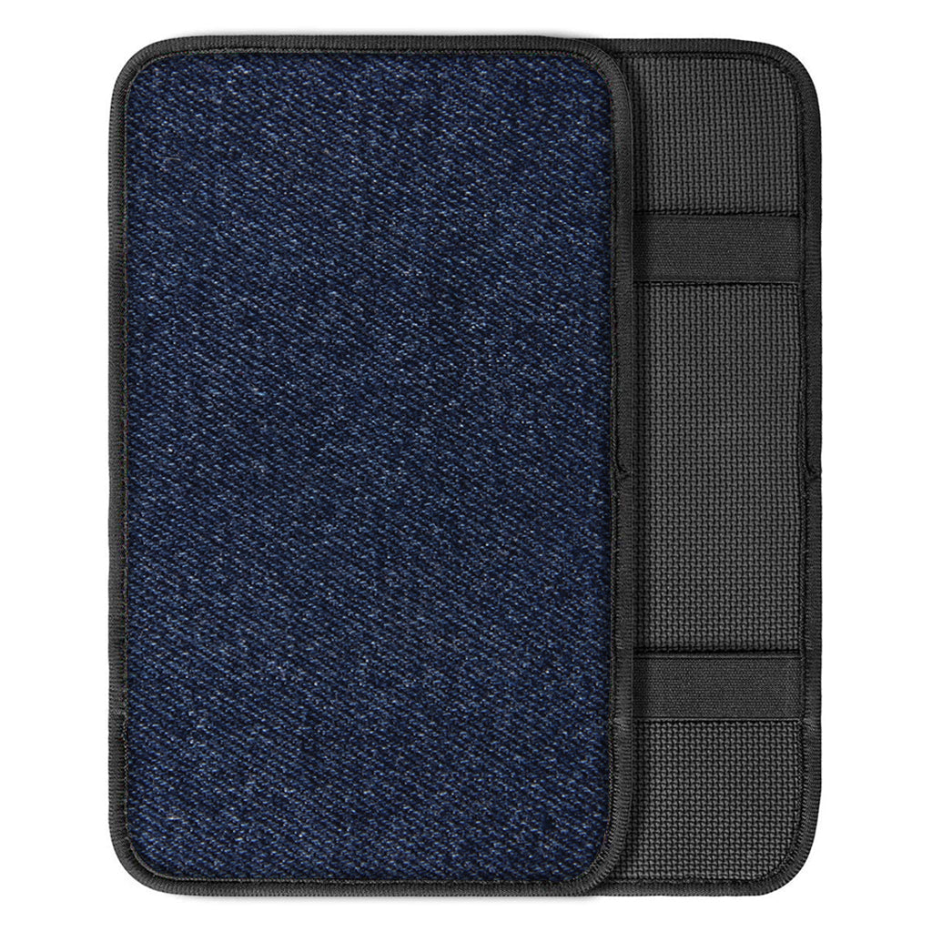 Dark Blue Denim Jeans Print Car Center Console Cover