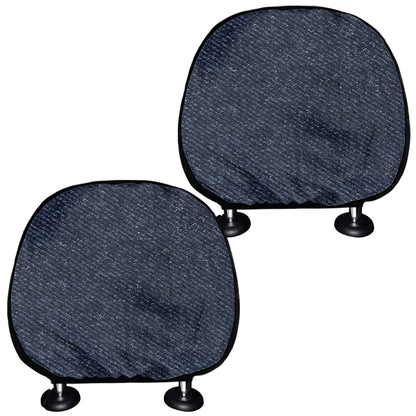 Dark Blue Denim Jeans Print Car Headrest Covers
